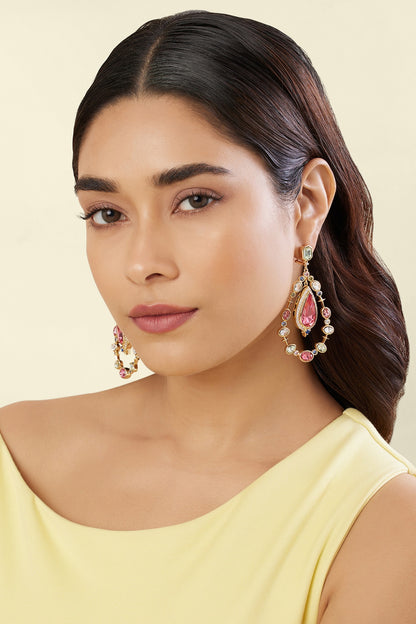 Gold Plated Multi-Colored Crystal Zirconia Dangler Earrings