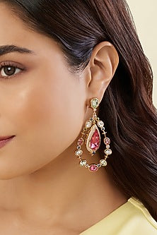 Gold Plated Multi-Colored Crystal Zirconia Dangler Earrings