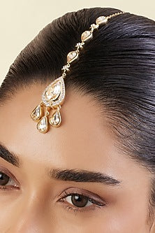 Gold Plated Crystal Zirconia Maangtikka