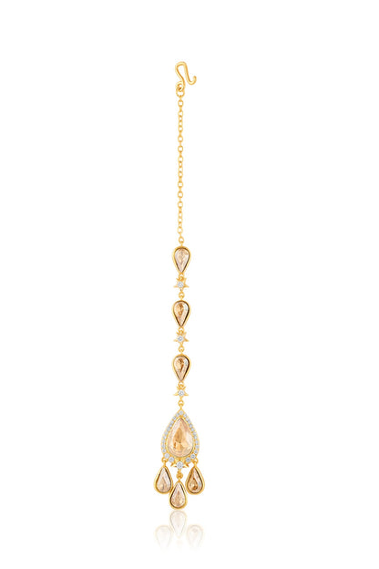 Gold Plated Crystal Zirconia Maangtikka