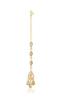 Gold Plated Crystal Zirconia Maangtikka