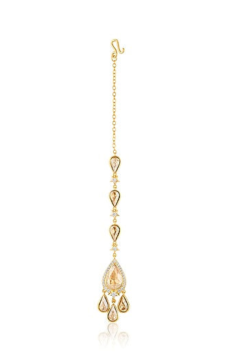 Gold Plated Crystal Zirconia Maangtikka