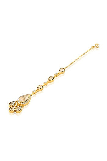 Gold Plated Crystal Zirconia Maangtikka