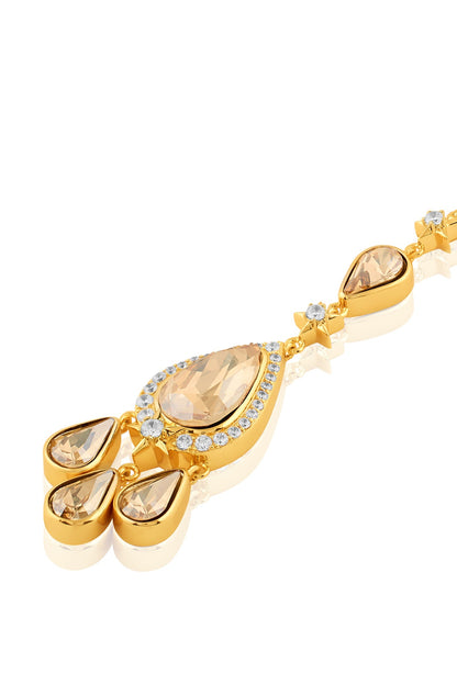 Gold Plated Crystal Zirconia Maangtikka