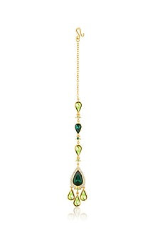 Gold Plated Green Crystal Zirconia Maangtikka
