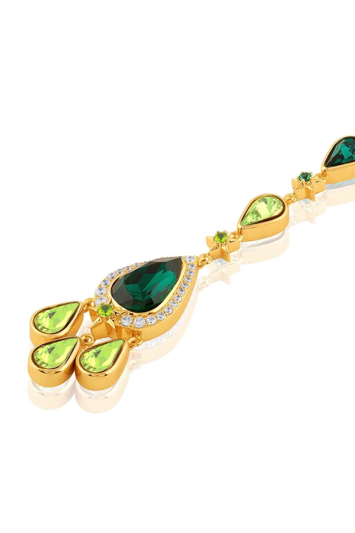 Gold Plated Green Crystal Zirconia Maangtikka