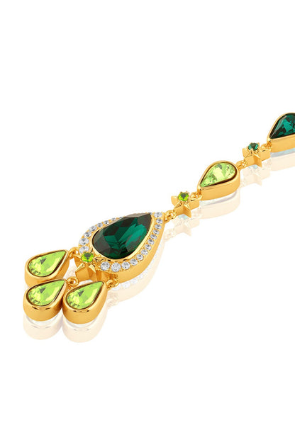 Gold Plated Green Crystal Zirconia Maangtikka