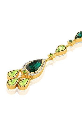 Gold Plated Green Crystal Zirconia Maangtikka