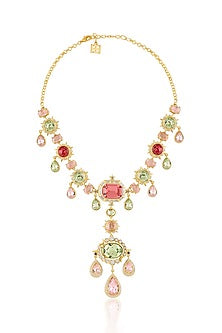 Gold Plated Multi-Colored Crystal Zirconia Necklace