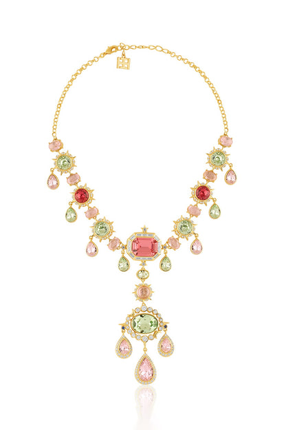 Gold Plated Multi-Colored Crystal Zirconia Necklace