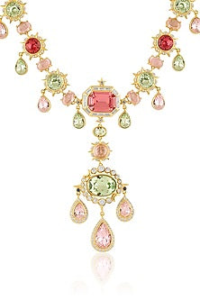 Gold Plated Multi-Colored Crystal Zirconia Necklace