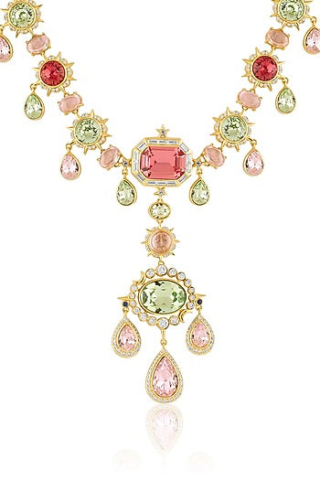 Gold Plated Multi-Colored Crystal Zirconia Necklace