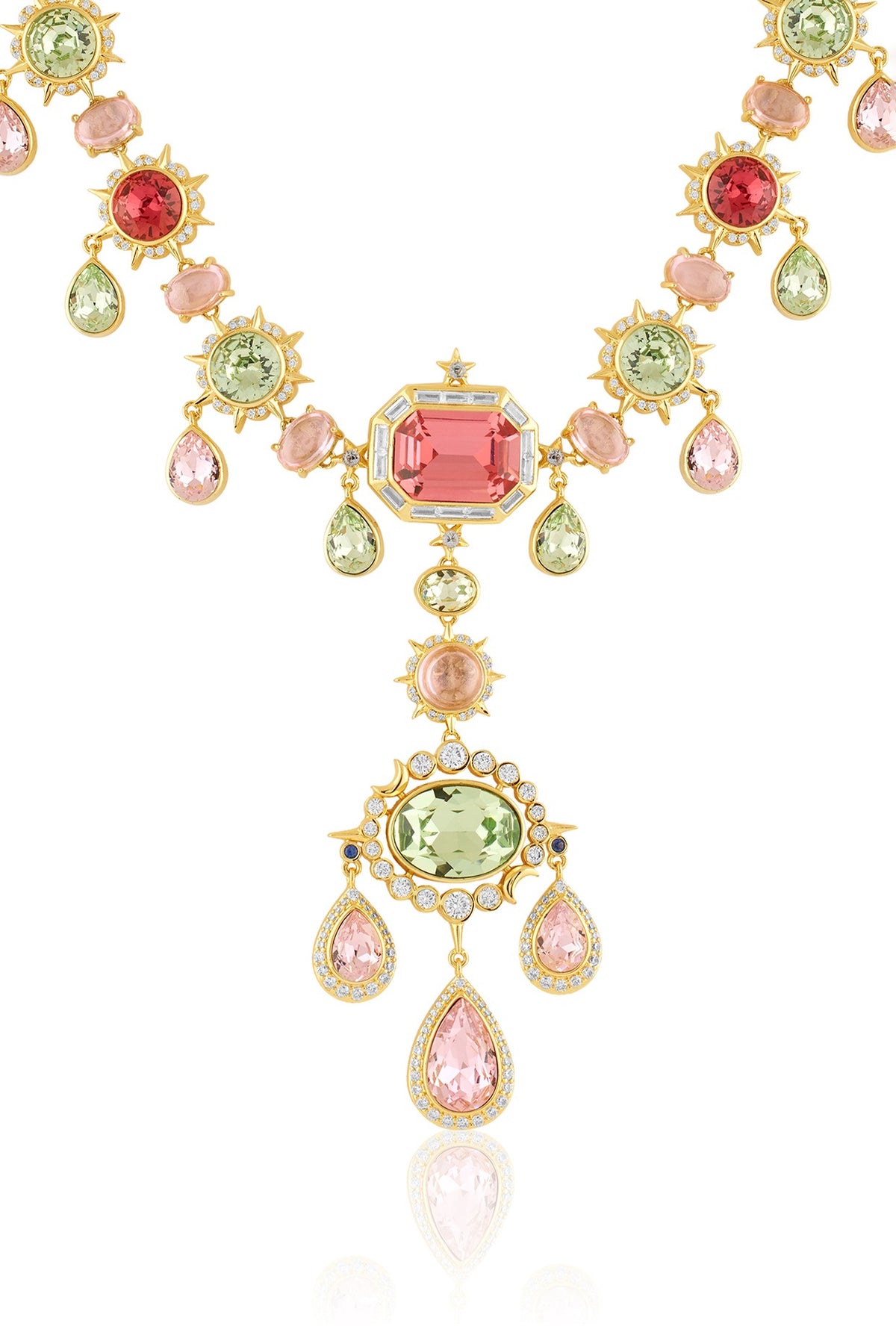Gold Plated Multi-Colored Crystal Zirconia Necklace