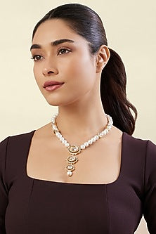 Gold Plated Crystal Zirconia & Pearl Necklace
