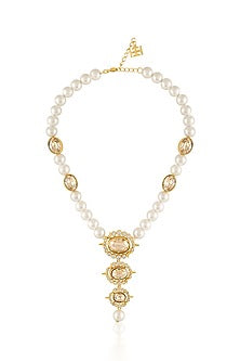 Gold Plated Crystal Zirconia & Pearl Necklace