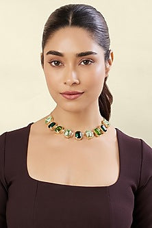 Gold Plated Green Crystal Zirconia Necklace
