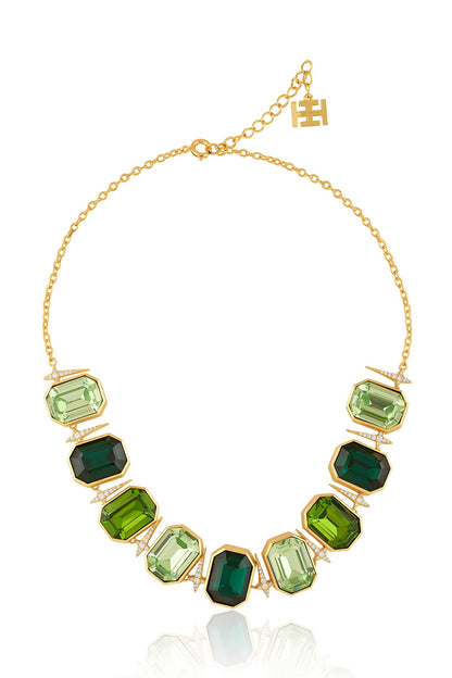 Gold Plated Green Crystal Zirconia Necklace