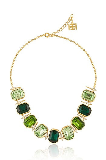 Gold Plated Green Crystal Zirconia Necklace