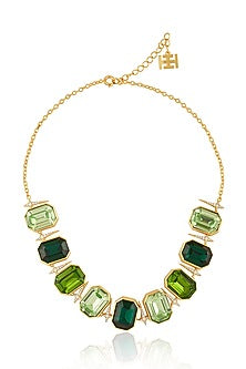 Gold Plated Green Crystal Zirconia Necklace