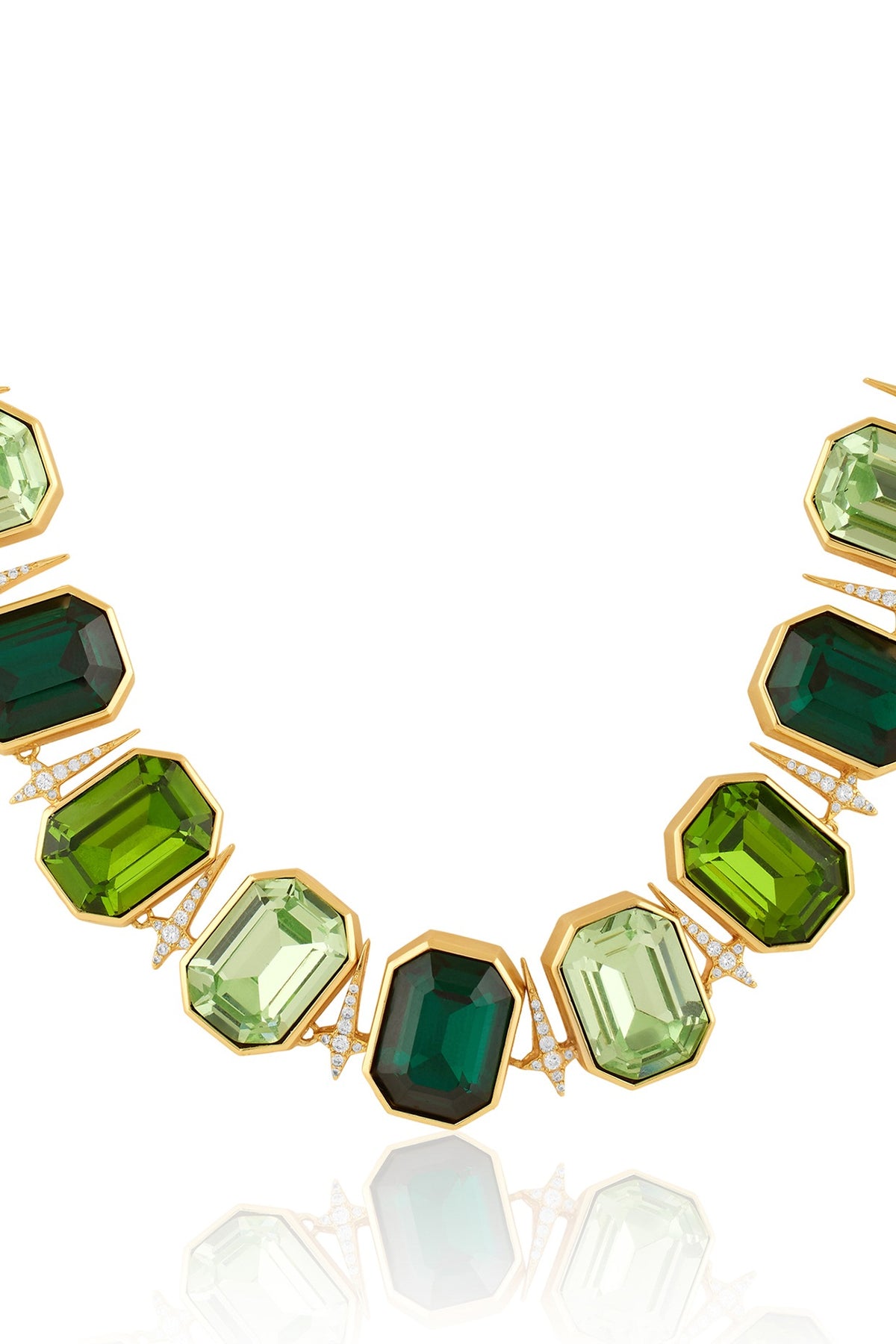 Gold Plated Green Crystal Zirconia Necklace