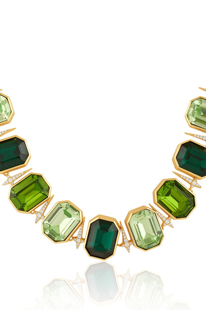 Gold Plated Green Crystal Zirconia Necklace