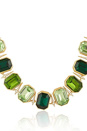 Gold Plated Green Crystal Zirconia Necklace