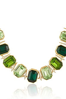 Gold Plated Green Crystal Zirconia Necklace