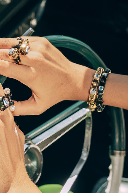 Black Rhodium Finish Abalone Bracelet