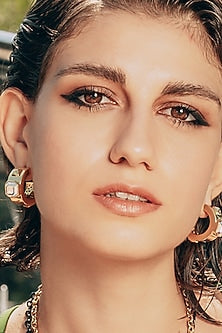 Gold Finish White Abalone Earrings