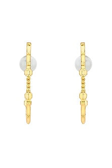 Gold Finish Pearl Hoop Earrings