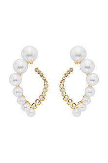 Gold Plated CZ & Pearl Stud Earrings