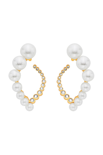 Gold Plated CZ & Pearl Stud Earrings