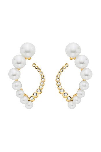 Gold Plated CZ & Pearl Stud Earrings
