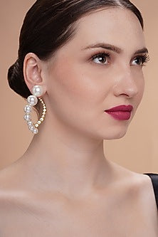 Gold Plated CZ & Pearl Stud Earrings