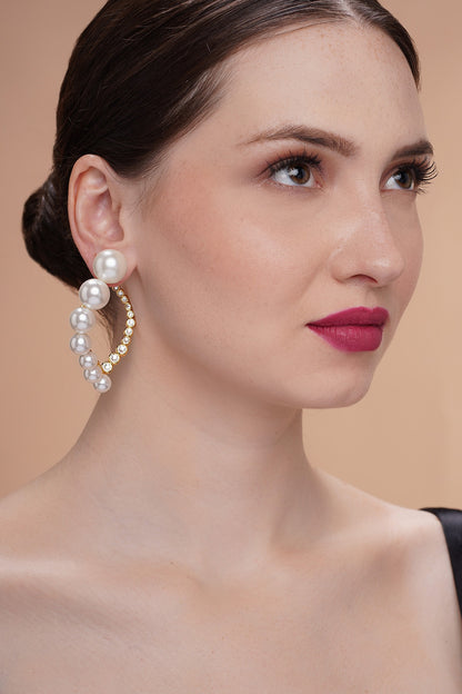 Gold Plated CZ & Pearl Stud Earrings