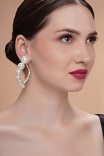 Gold Plated CZ & Pearl Stud Earrings