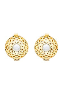Gold Plated Pearl Stud Earrings