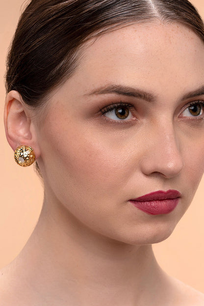 Gold Plated Pearl Stud Earrings