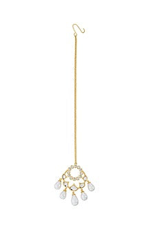 Gold Plated Shell Pearl Maang Tikka
