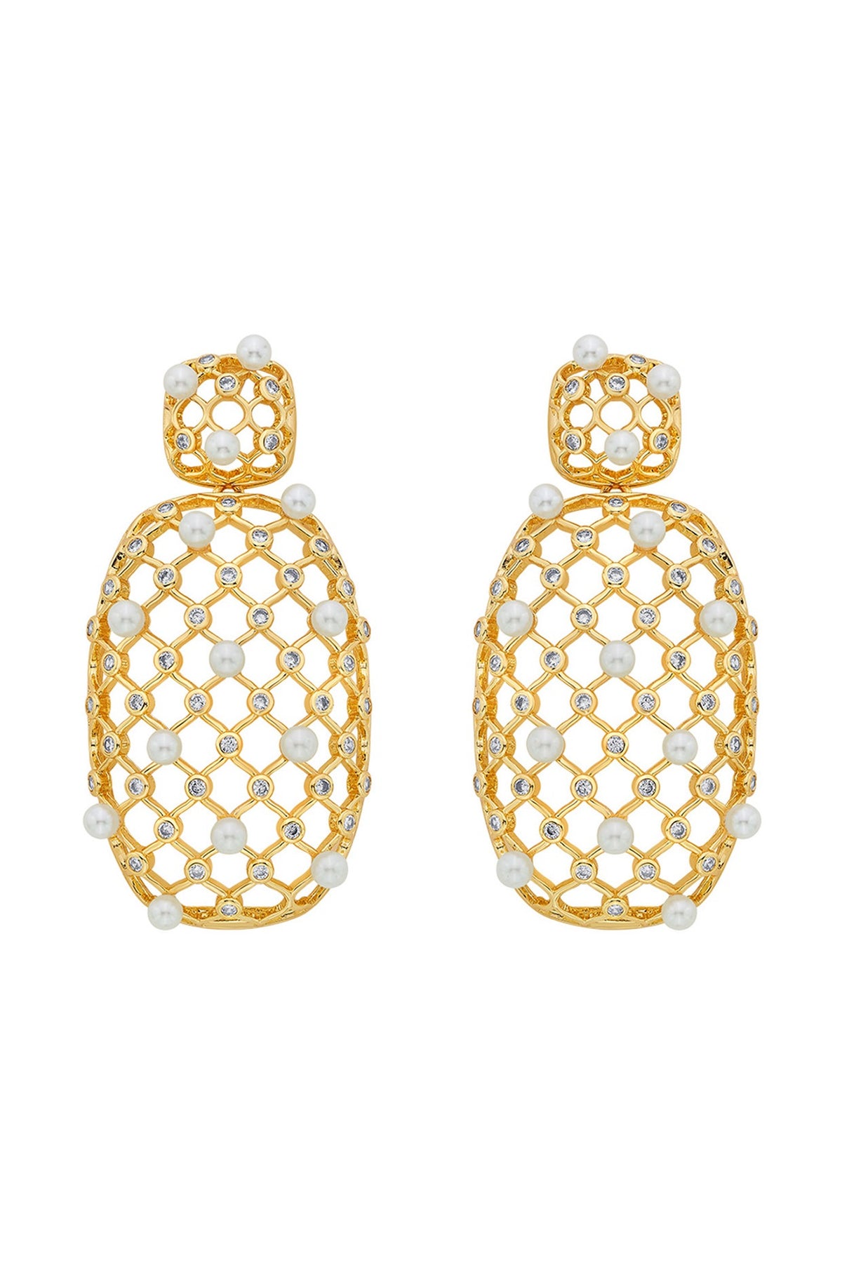 Gold Plated Shell Pearl Dangler Earrings
