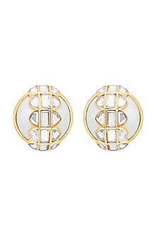 Gold Plated Shell Pearl Stud Earrings