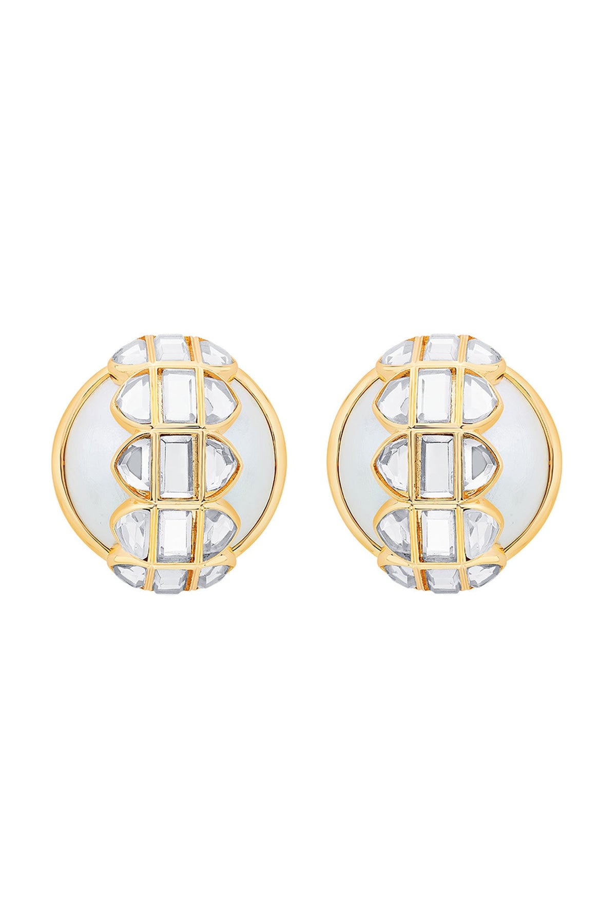 Gold Plated Shell Pearl Stud Earrings