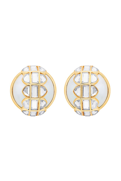 Gold Plated Shell Pearl Stud Earrings