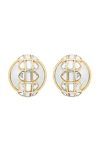 Gold Plated Shell Pearl Stud Earrings