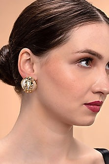 Gold Plated Shell Pearl Stud Earrings