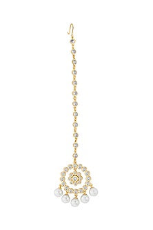 Gold Plated Pearls Maang Tikka