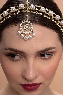 Gold Plated Pearls Maang Tikka
