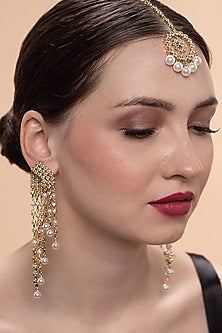 Gold Plated Pearls Maang Tikka