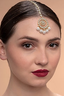 Gold Plated Pearls Maang Tikka