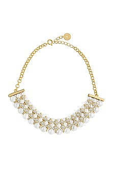 Gold Plated Pearl & CZ Choker Necklace